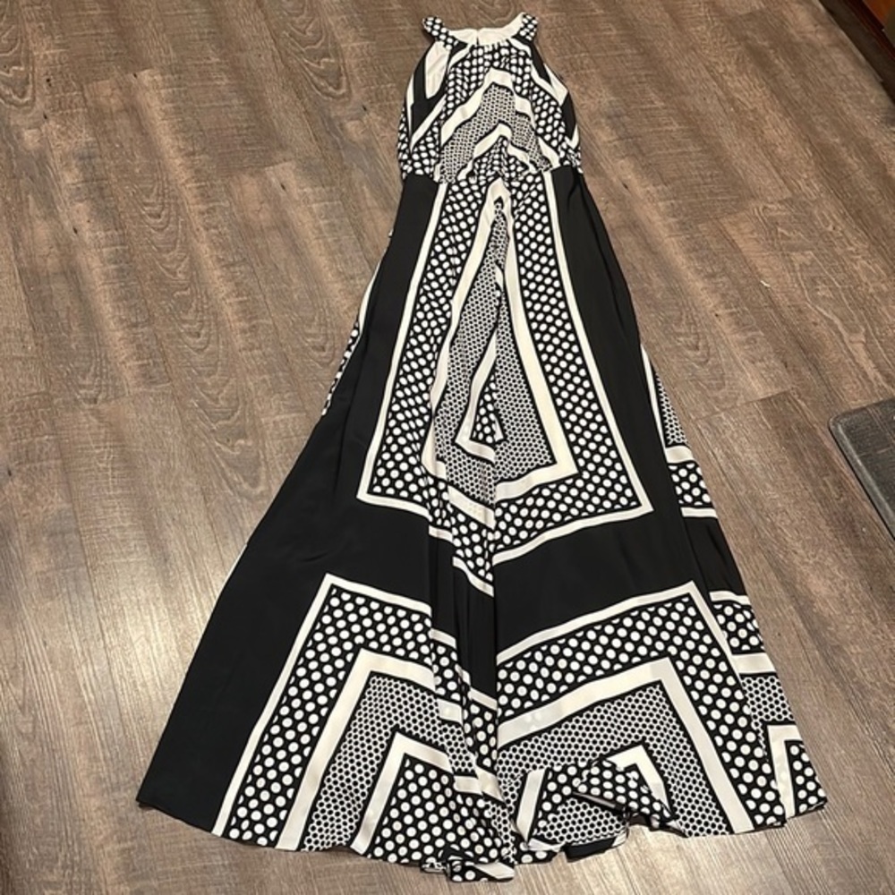 Eliza J geo print halter maxi dress